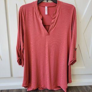 Honeyme Solid Gabby Top - Coral - Medium